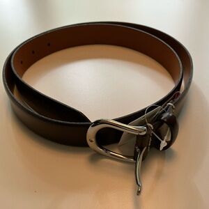 J. Crew Dark Brown Leather Belt with Silver-Tone Buckle